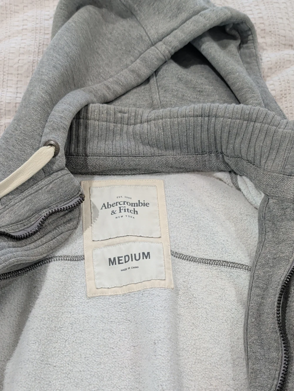 Men's Gray Hooded Zip & Button Jacket A&F